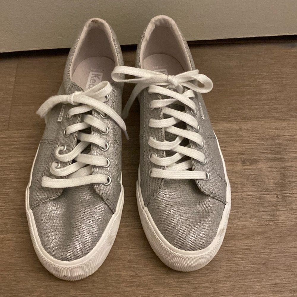Keds silver sparkle canvas sneakers